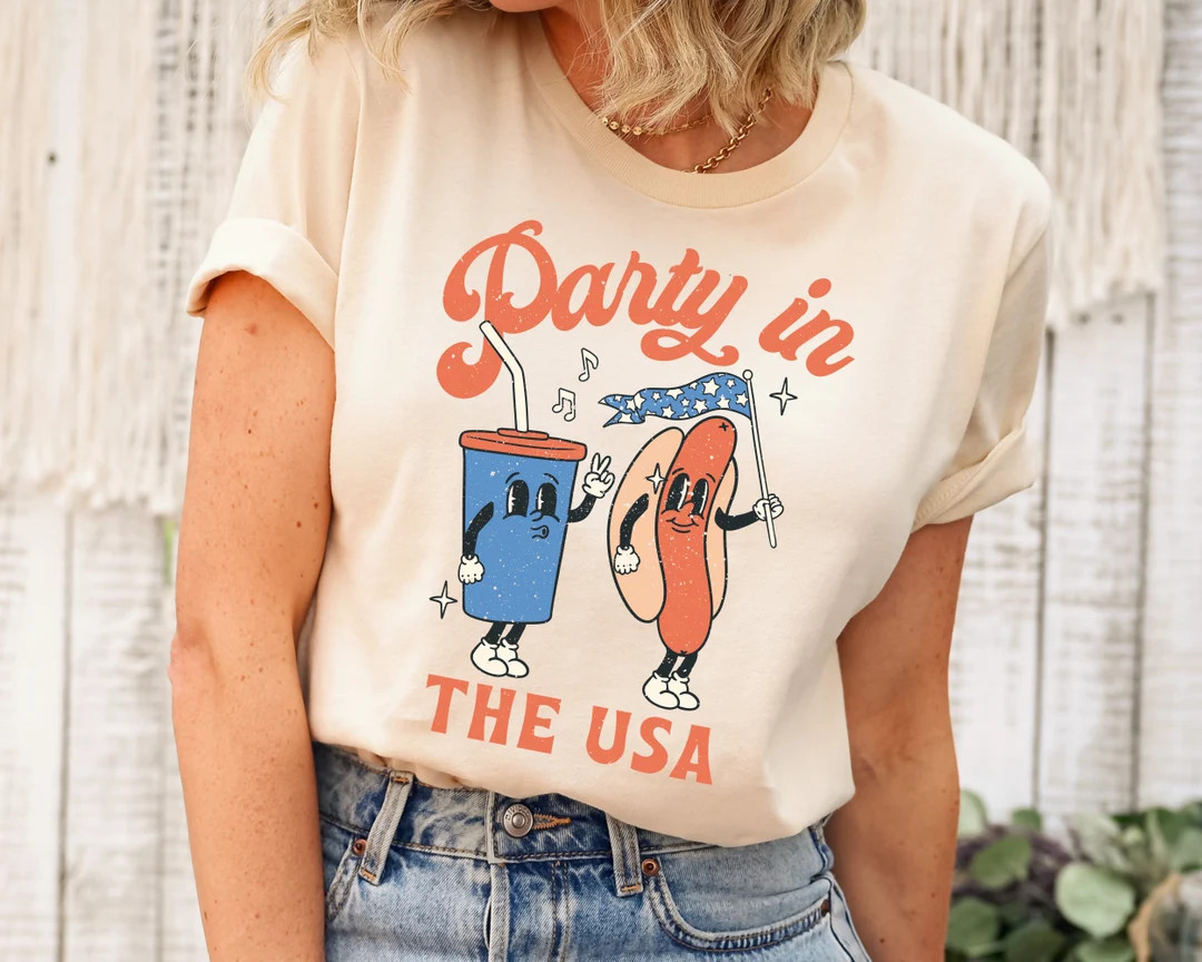 Retro Party in the USA Shirt, Party in the USA T-shirt, USA Patriotic Tee, 4th of July Party T Sh... | Etsy (US)
