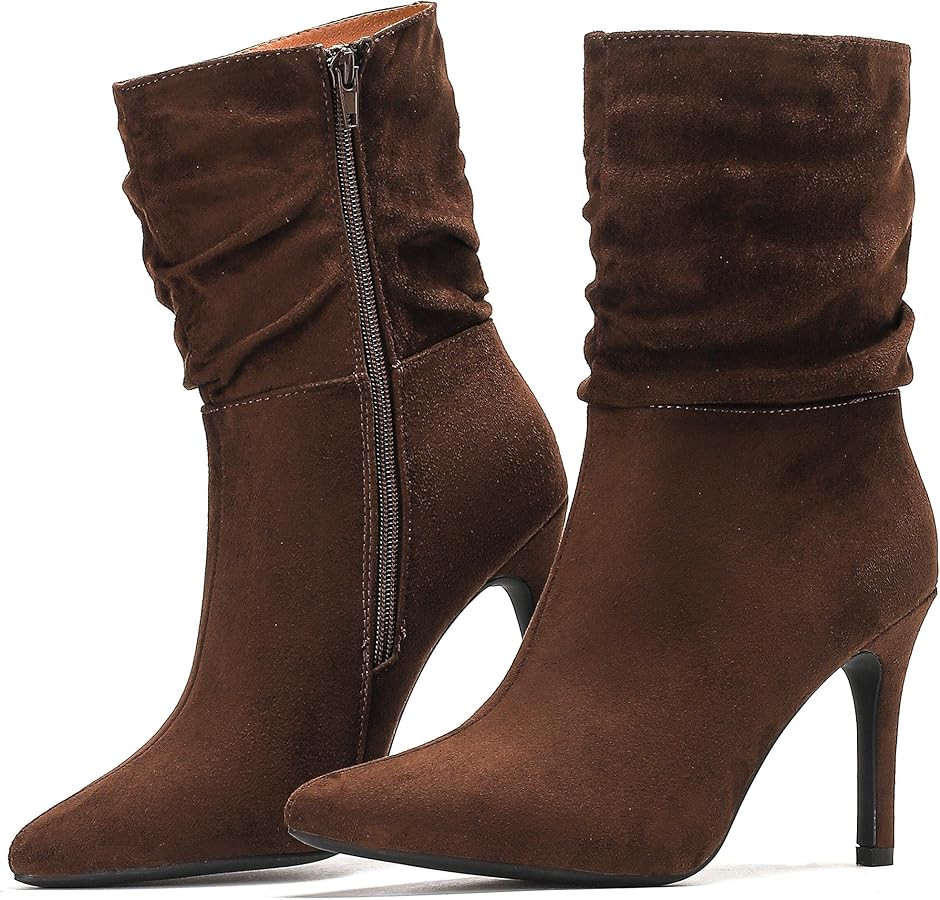 Putu Women's Stiletto High Heel Boots Slouchy Ankle Boots Sexy Dress Boots | Amazon (US)