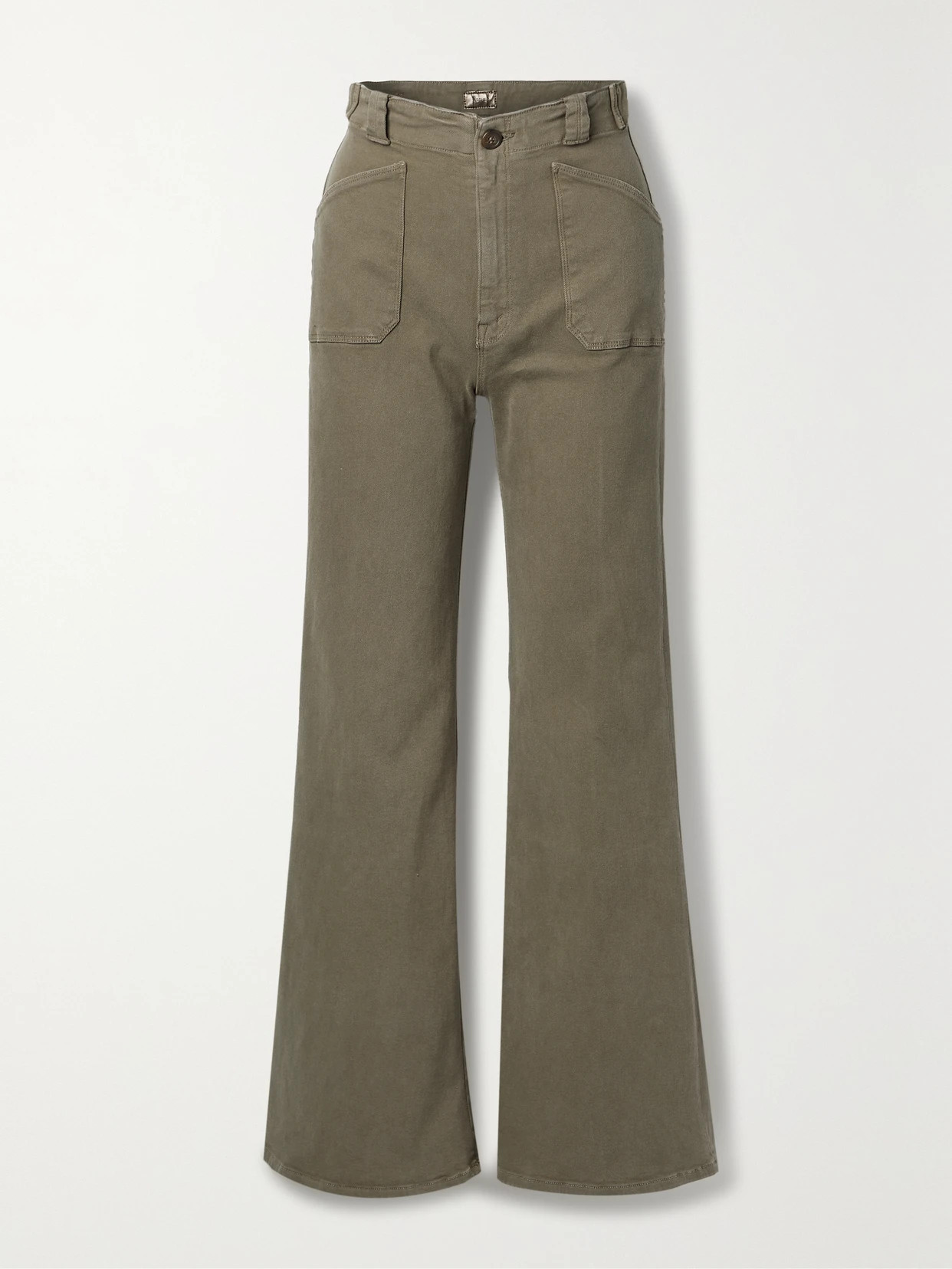 Mother - The Elbow Grease Roller High-rise Wide-leg Jeans - Green | NET-A-PORTER (US)