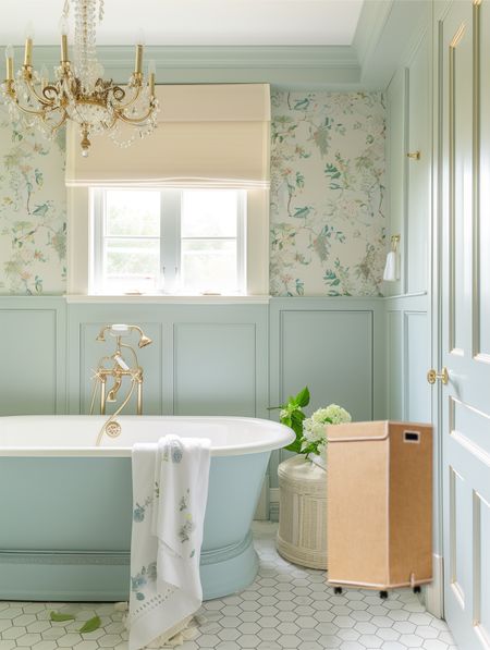 Dreaming of a beautiful bathroom like this to soak in. 

Wallpaper bathroom, grandmillennial bathroom, blue bathroom, bathroom design, bathroom inspiration, pottery barn, Amazon bathroom, feminine bathroom 

#LTKHome