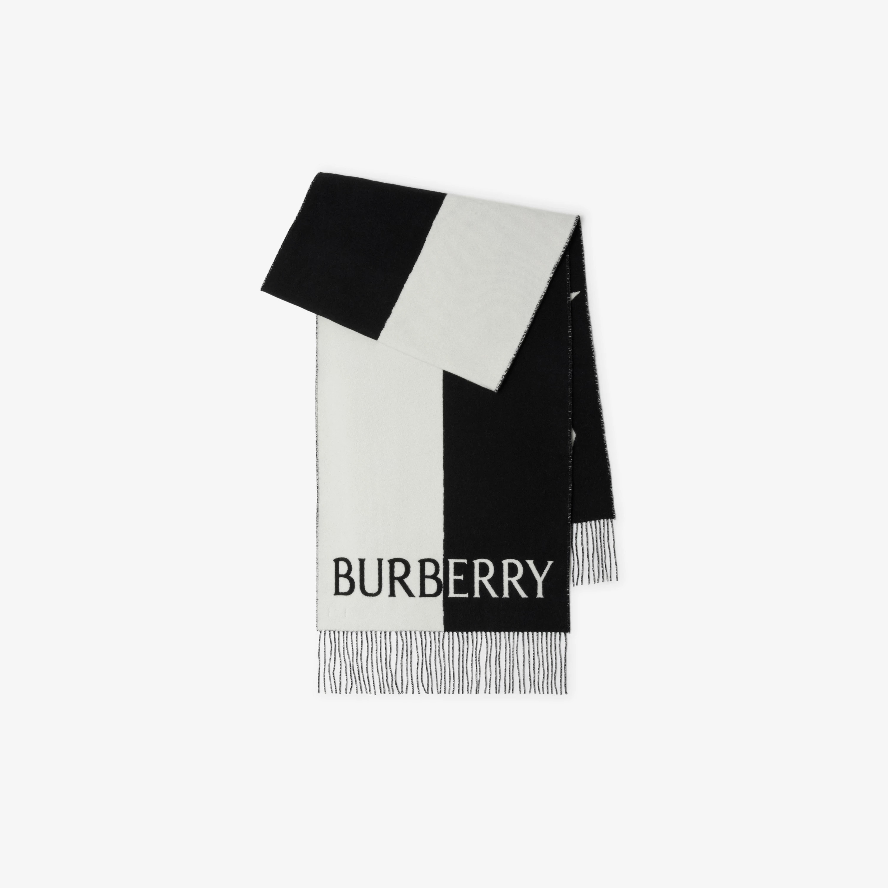 EKD Wool Cashmere Scarf in Black/white | Burberry® Official | Burberry (US)