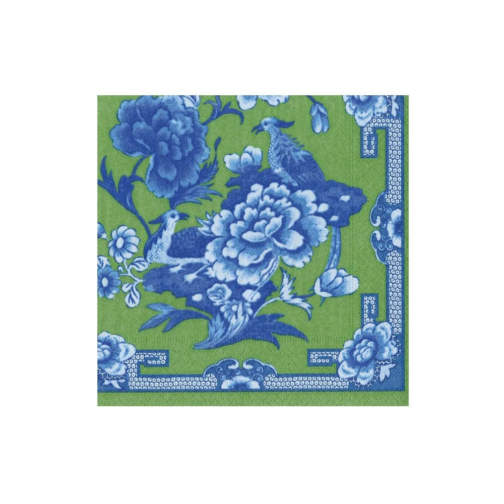 Caspari Green And Blue Plate Boxed Cocktail Napkins - 40 Per Box | Amazon (US)