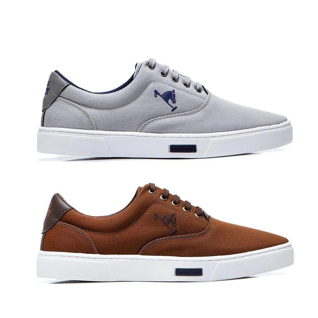 Kit 2 Sapatênis Polo Joy  Masculino Em Lona - Marrom+Cinza | Netshoes (BR)