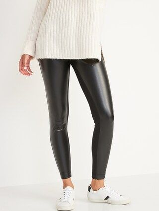 High-Waisted Faux-Leather Panel Leggings For Women | Old Navy (US)