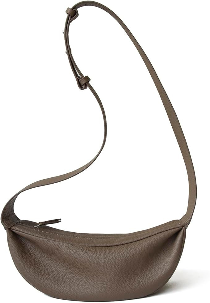 DONNAIN Half Moon Bag Leather Crescent Bag for Women Wide Strap Hobo Sling Bag (Taupe) | Amazon (UK)