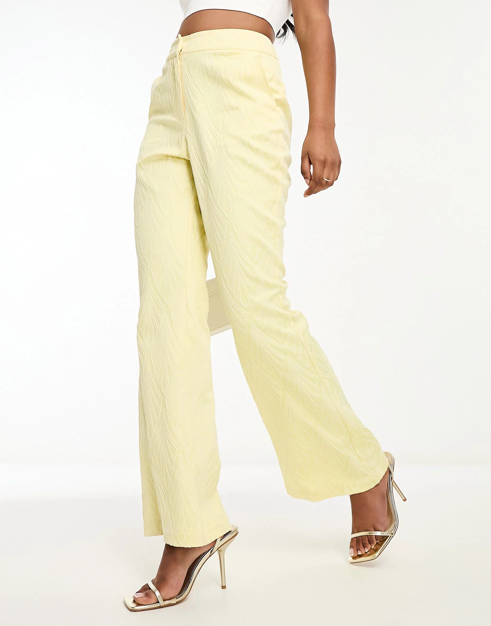 Twisted Tailor jacquard flare suit pants in yellow | ASOS | ASOS (Global)