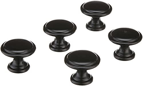 Amazon Basics Button Mushroom Cabinet Knob, 1.25-inch Diameter, Flat Black, 25-Pack | Amazon (US)