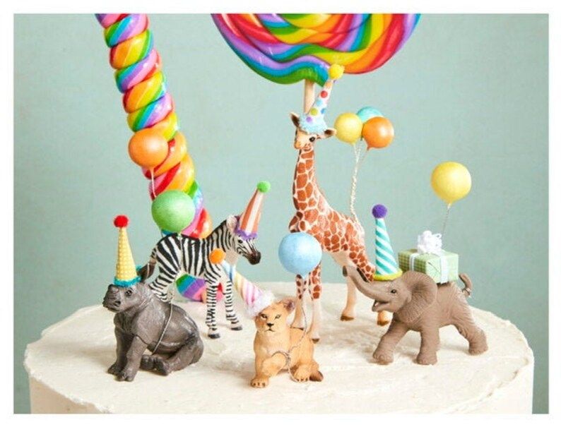 Safari Party Cake/Safari Animal Cake Toppers/Party Animals/Baby Giraffe Topper/Baby Elephant Topp... | Etsy (US)