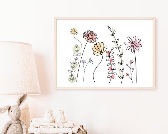 Floral Nursery Prints Boho Nursery Prints Girls Room Wall - Etsy | Etsy (US)