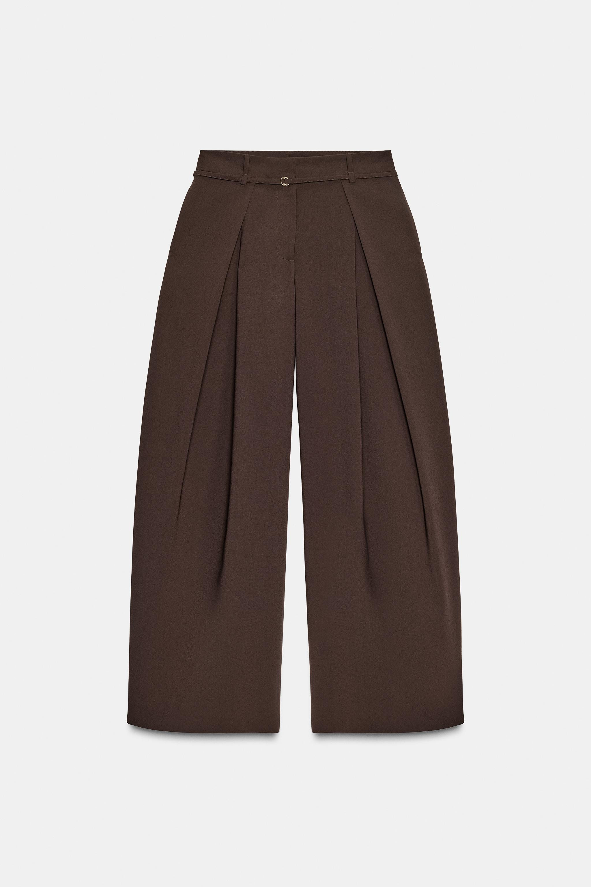 WIDE-LEG TROUSERS WITH THIN BELT | Zara UK