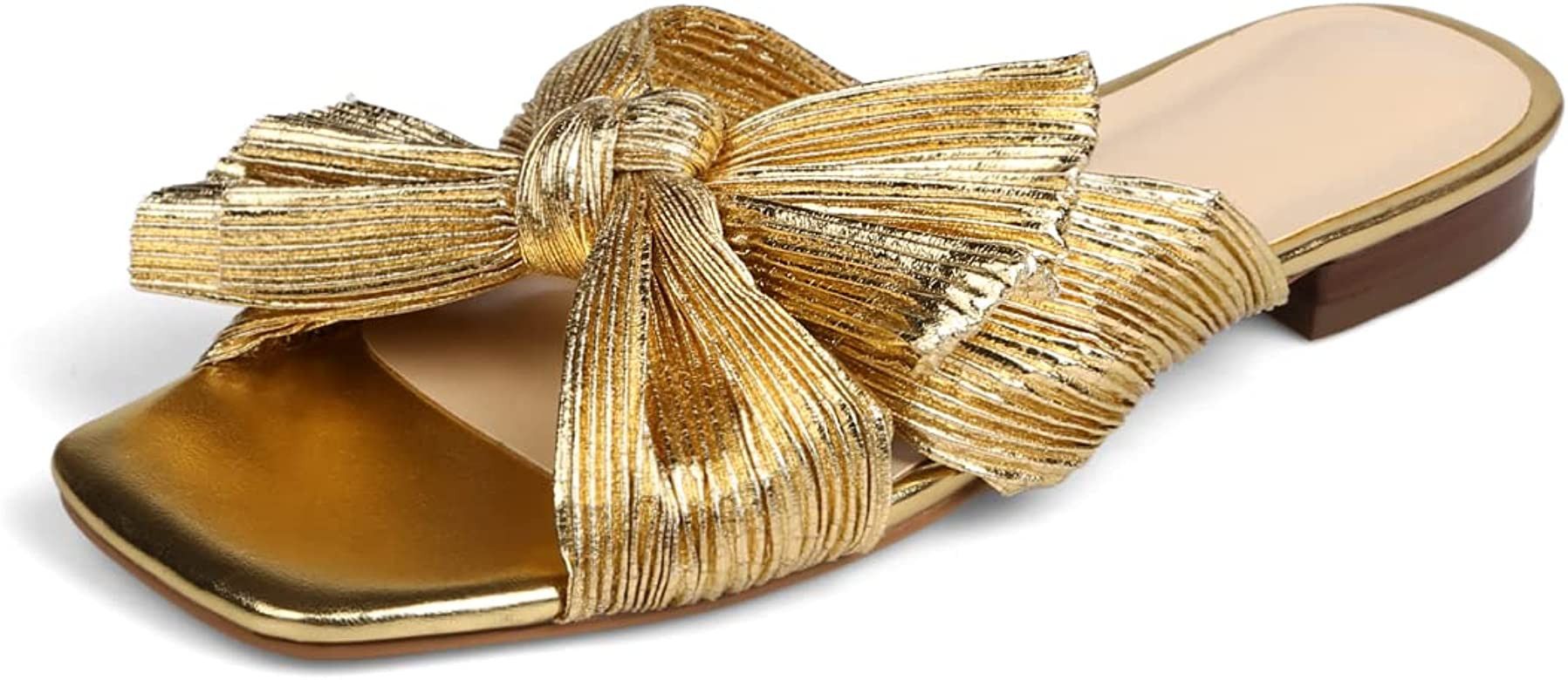 MICIFA Women's Bow Flat Sandals Open Toe Summer Comfort Slip on Slide Sandals Bridal Wedding Dres... | Amazon (US)