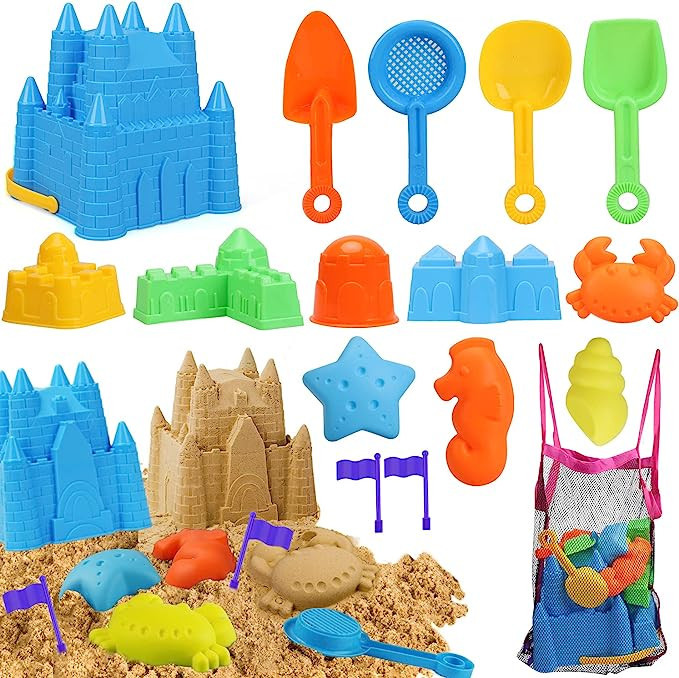 TOY Life Beach Toys for Kids 3-10, Sand Toys for Toddlers Kids Sand Castle Toys with Beach Bucket... | Amazon (US)