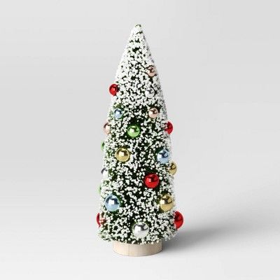 14" Large Decorated Flocked Ornament Bottlebrush Sisal Tree Green - Threshold™ | Target