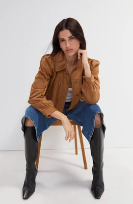 PUFF SLEEVE JACKET W/ LASER CUT HEM | Liverpool Jeans