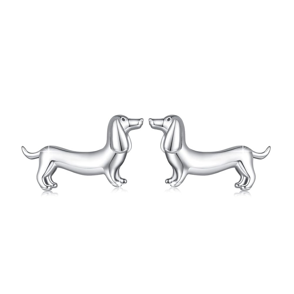 MUNDELL 925 Sterling Silver Cute Dachshund Stud Earrings Puppy Dog Earrings for Women Animal Hypo... | Amazon (US)
