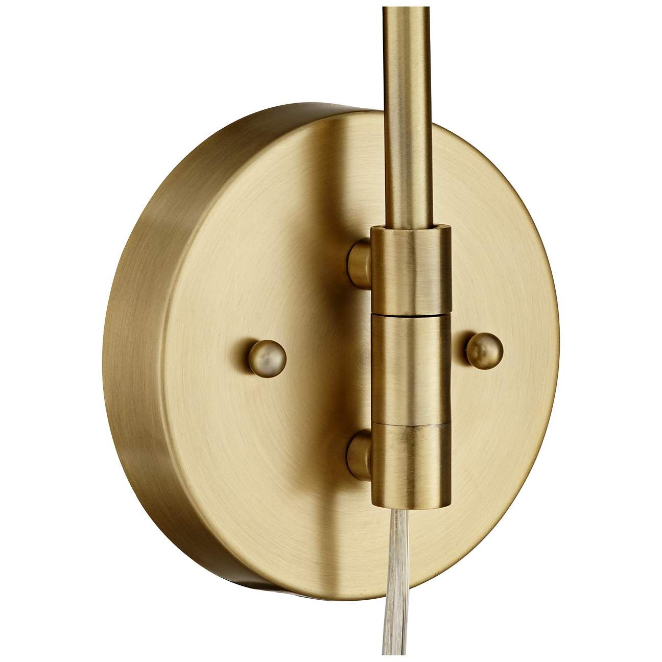 Carla Brushed Brass Down-Light Swing Arm Plug-In Wall Lamp | Lamps Plus
