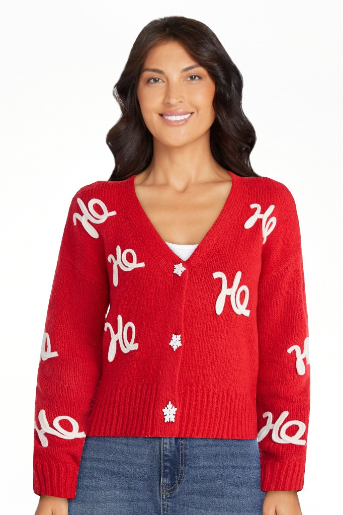 No Boundaries Embroidered Christmas Cardigan, Women's & Women's Plus | Walmart (US)