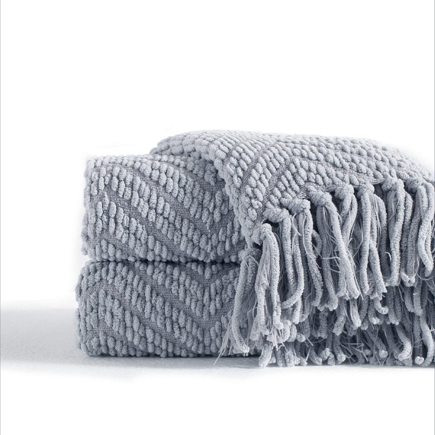 Bedsure Grey Throw Blanket for Couch, Knit Woven Chenille Blanket Versatile for Twin Bed , 60 x 80 I | Amazon (US)