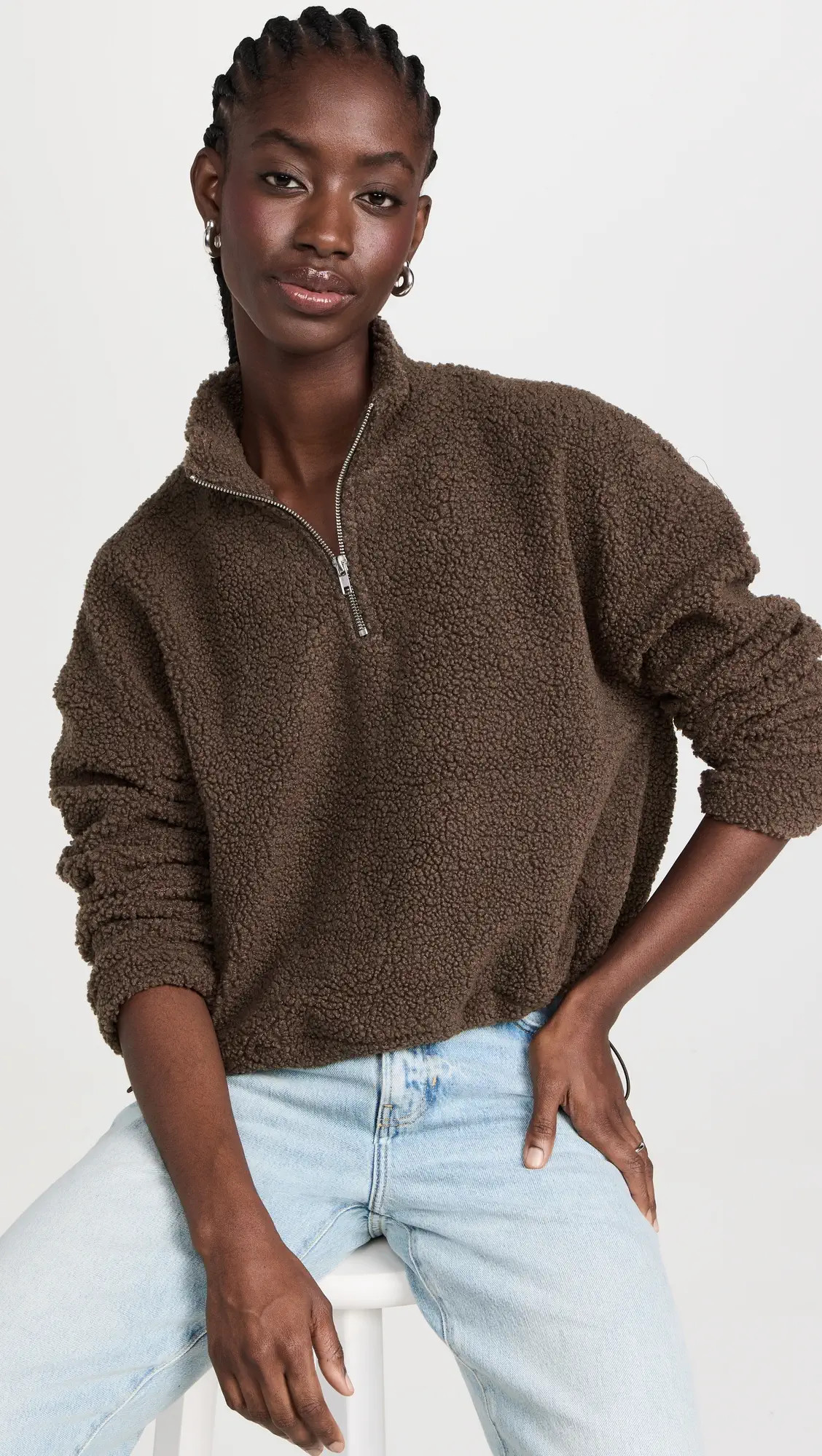 LNA Sherpa Half Zip Sweatshirt | Shopbop | Shopbop