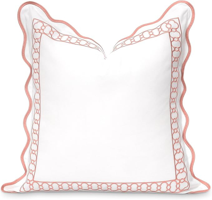 Hofdeco Premium Coastal Patio Indoor Outdoor Scalloped Throw Pillow Cover Only, 20"x20" Water Rep... | Amazon (US)