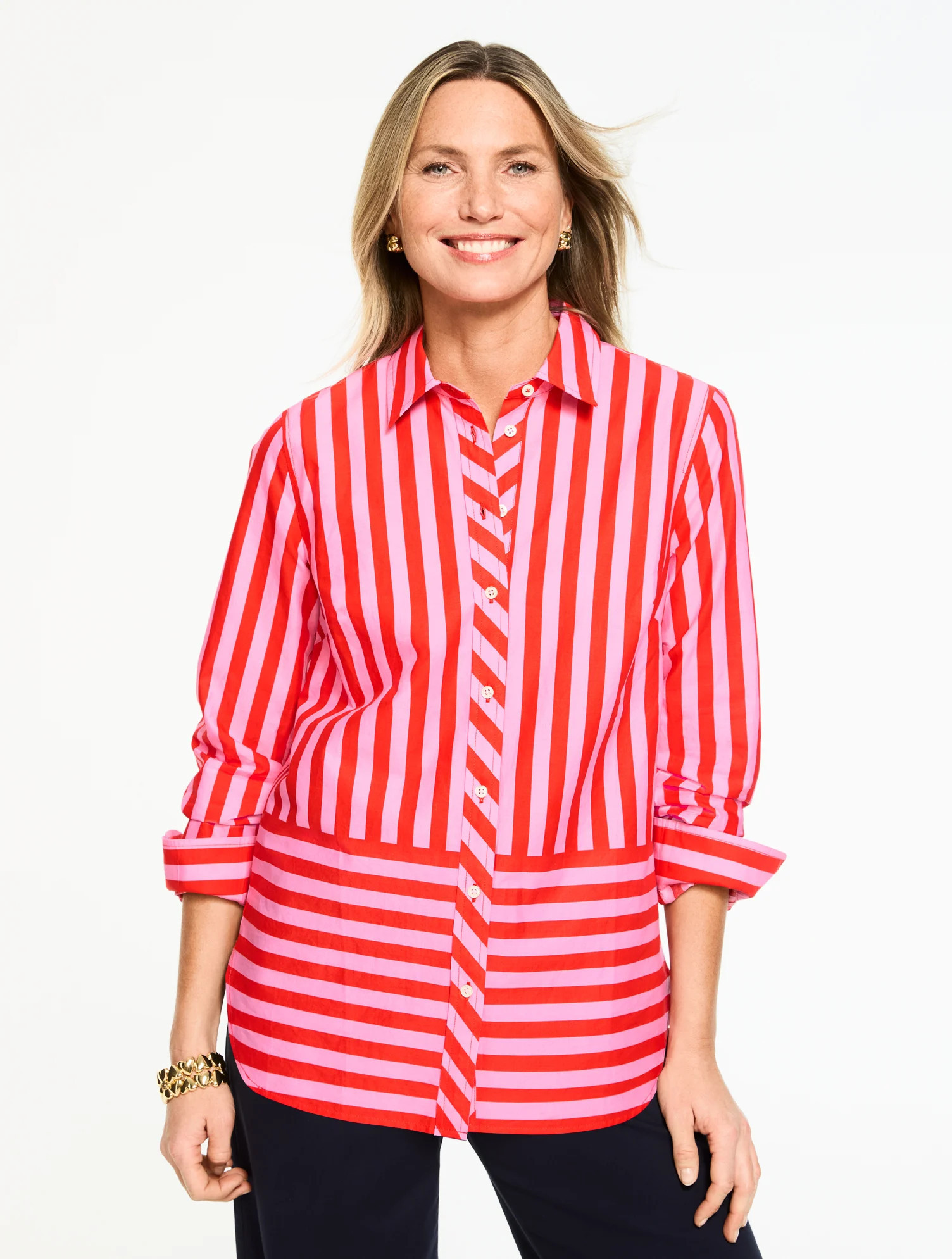 Modern Classic Shirt - Lively Stripe - Valiantpy/Lilac - Medium Talbots | Talbots