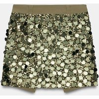 Zara - Sequin Mini Skirt - Green - M - Woman | Zara US