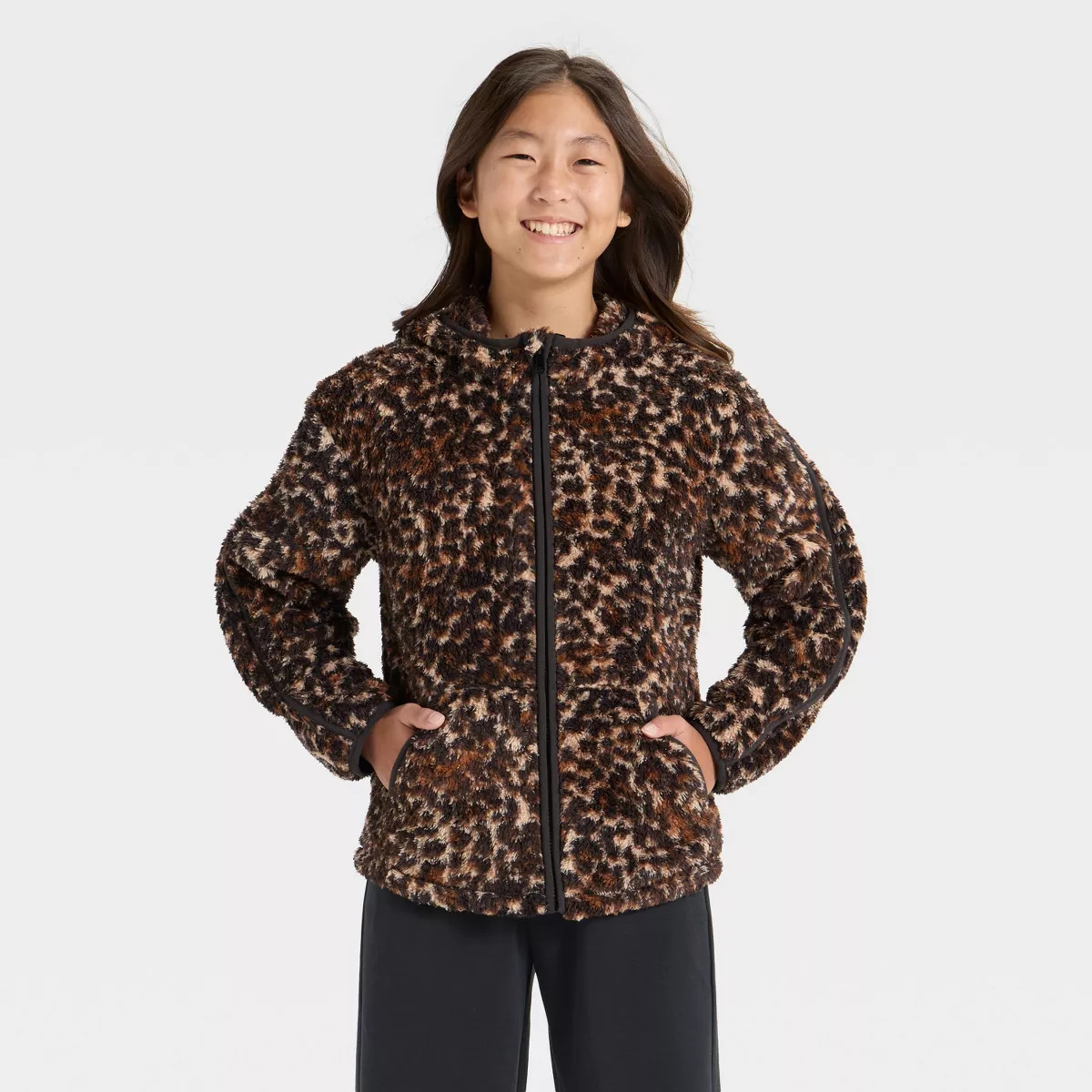 Girls' High Pile Fleece Full Zip Jacket - All In Motion™ | Target