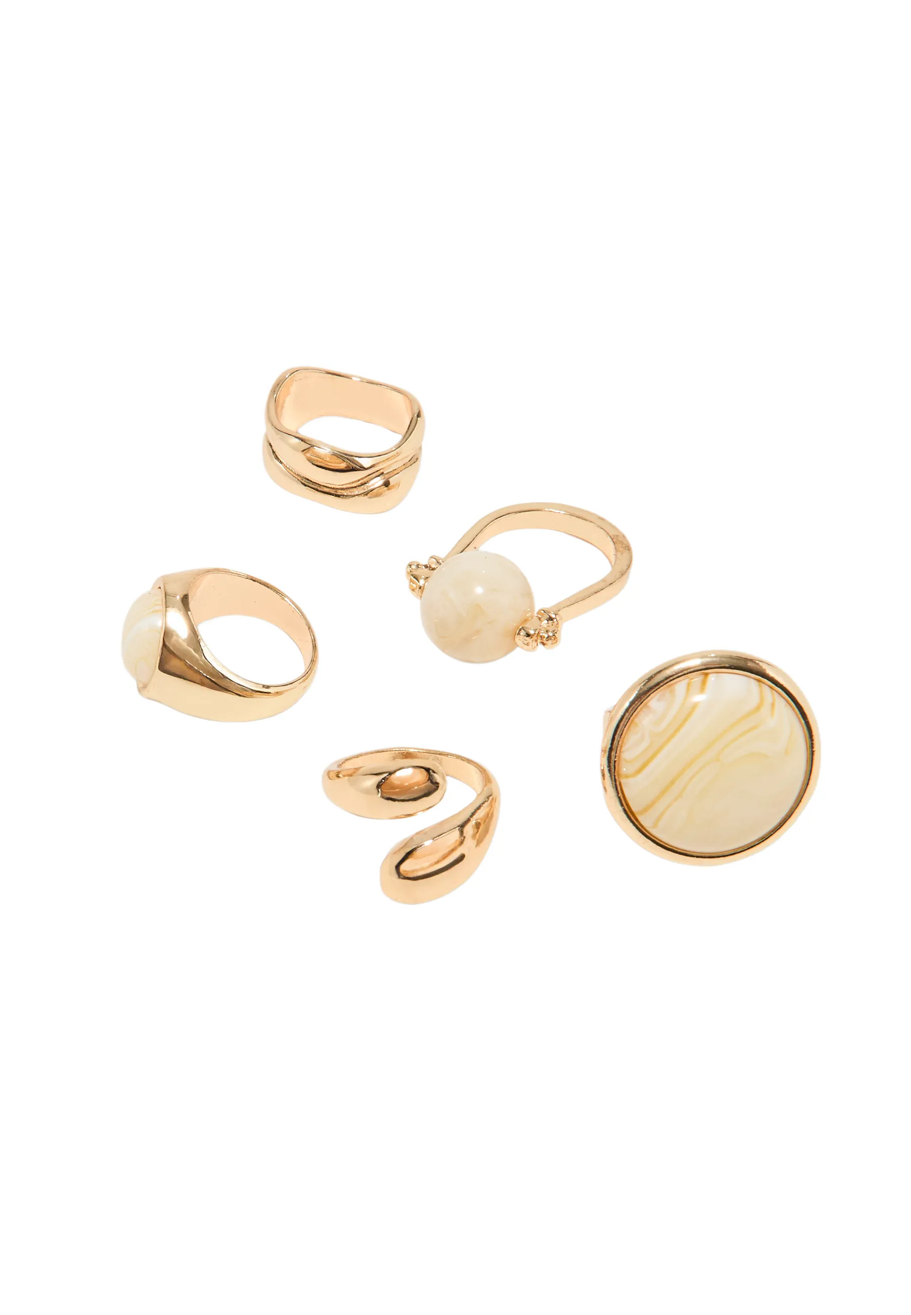 Lot de 5 bagues avec perles - Bijoux femme | Stradivarius France | Stradivarius (FR)