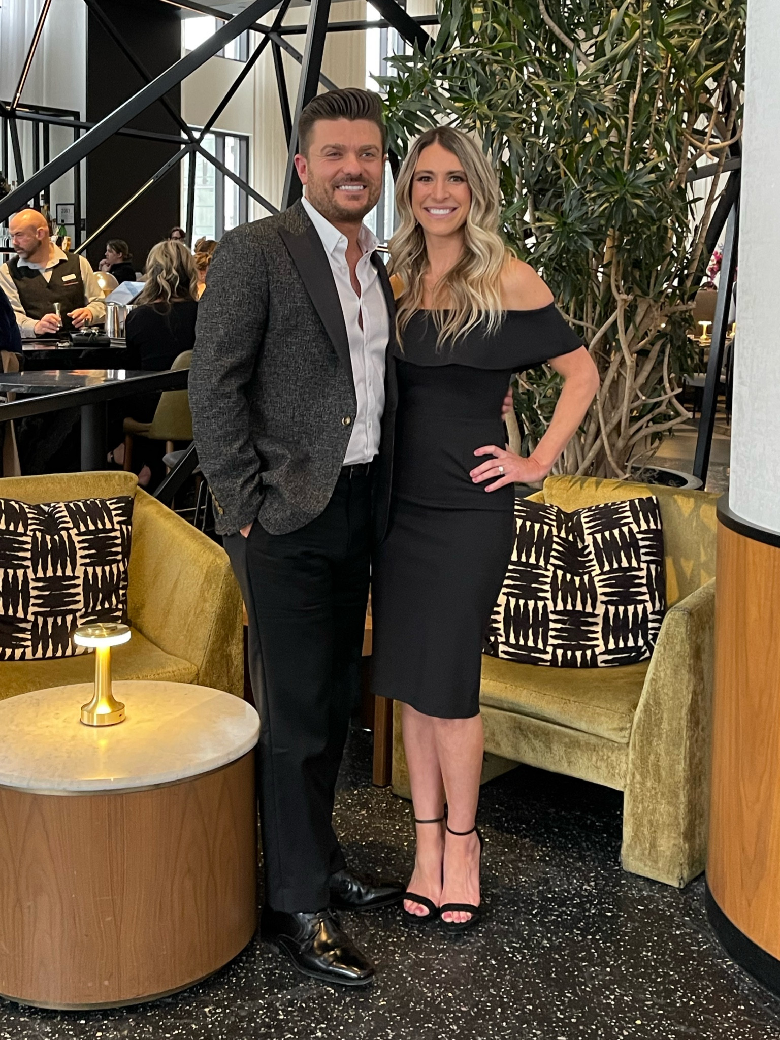 Black Dress Wedding Guest (or other special events / occasion) Options -off the shoulder midi dress with small slit in the back + my hubby in a black suit jacket (Men's Slim-Fit Jacquard Sport Coat with gold threading and buttons)


black dress, wedding guest, black tie, off the shoulder, adjustable straps, amazon, overnight, prime, back slit, affordable, last minute, date night, celebration, winter wedding, black suit, men's wedding looks, suit jacket 

 #LTKParties #LTKFindsUnder50 #LTKWedding