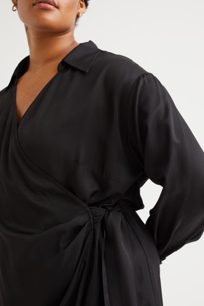 H&M+ Satin wrapover shirt dress | H&M (US + CA)