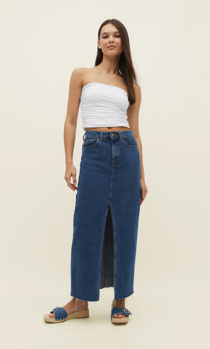 Long denim skirt | Stradivarius (UK)