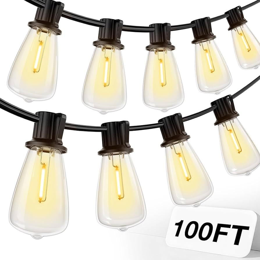 addlon 100FT LED Outdoor String Lights Waterproof Patio Lights with 32 Shatterproof ST38 Replacea... | Amazon (US)