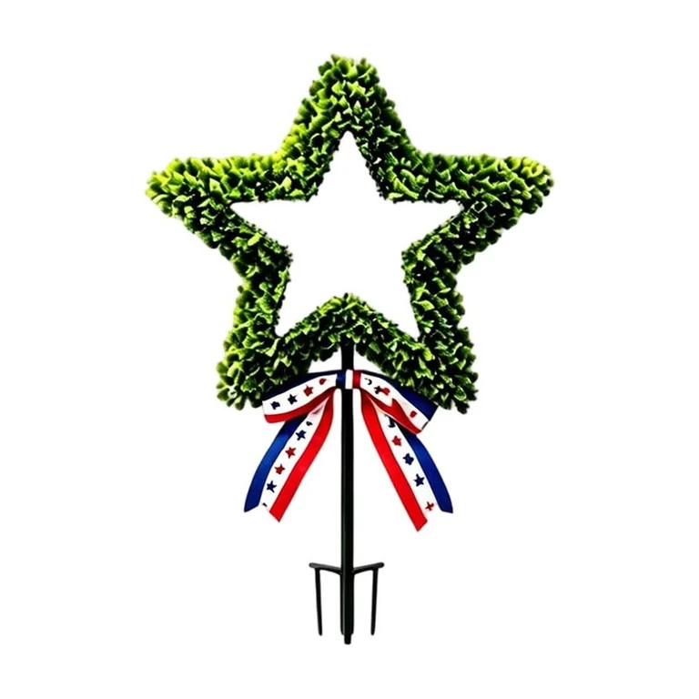 4th of July Star Shaped Artificial Topiary, UV Resistant Boxwood Potted Plants, Two-Star Fake Tre... | Walmart (US)