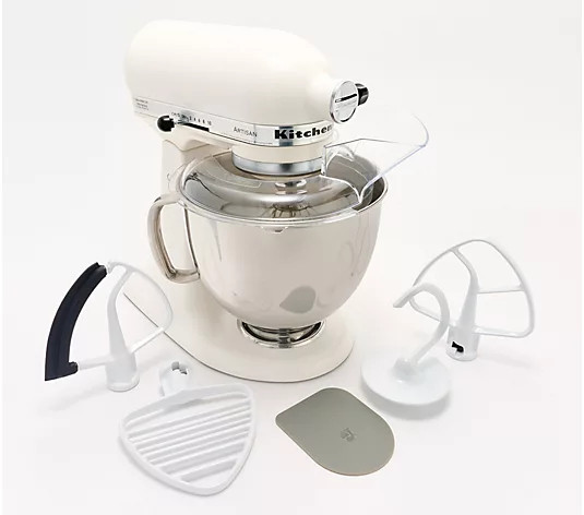 KitchenAid 5-qt Artisan Stand Mixer w/ Pastry Beater and Flex Edge - QVC.com | QVC
