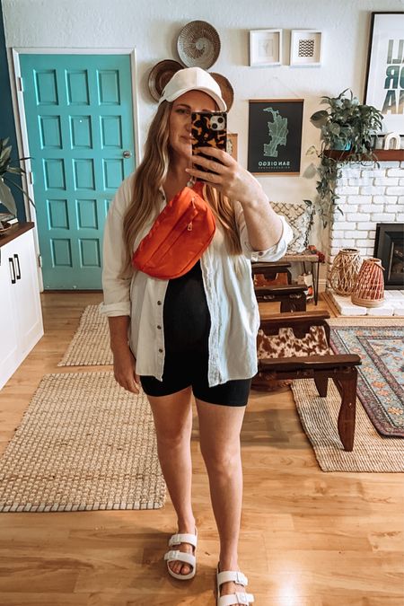 Summer casual, pregnancy style, Target style, summer uniform, comfy style, mom style, athleisure, romper, button down☀️ 

#LTKunder50 #LTKbump #LTKbaby