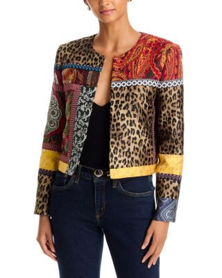 Alice and Olivia Kidman Mixed Media Collarless Jacket | Bloomingdale's (US)