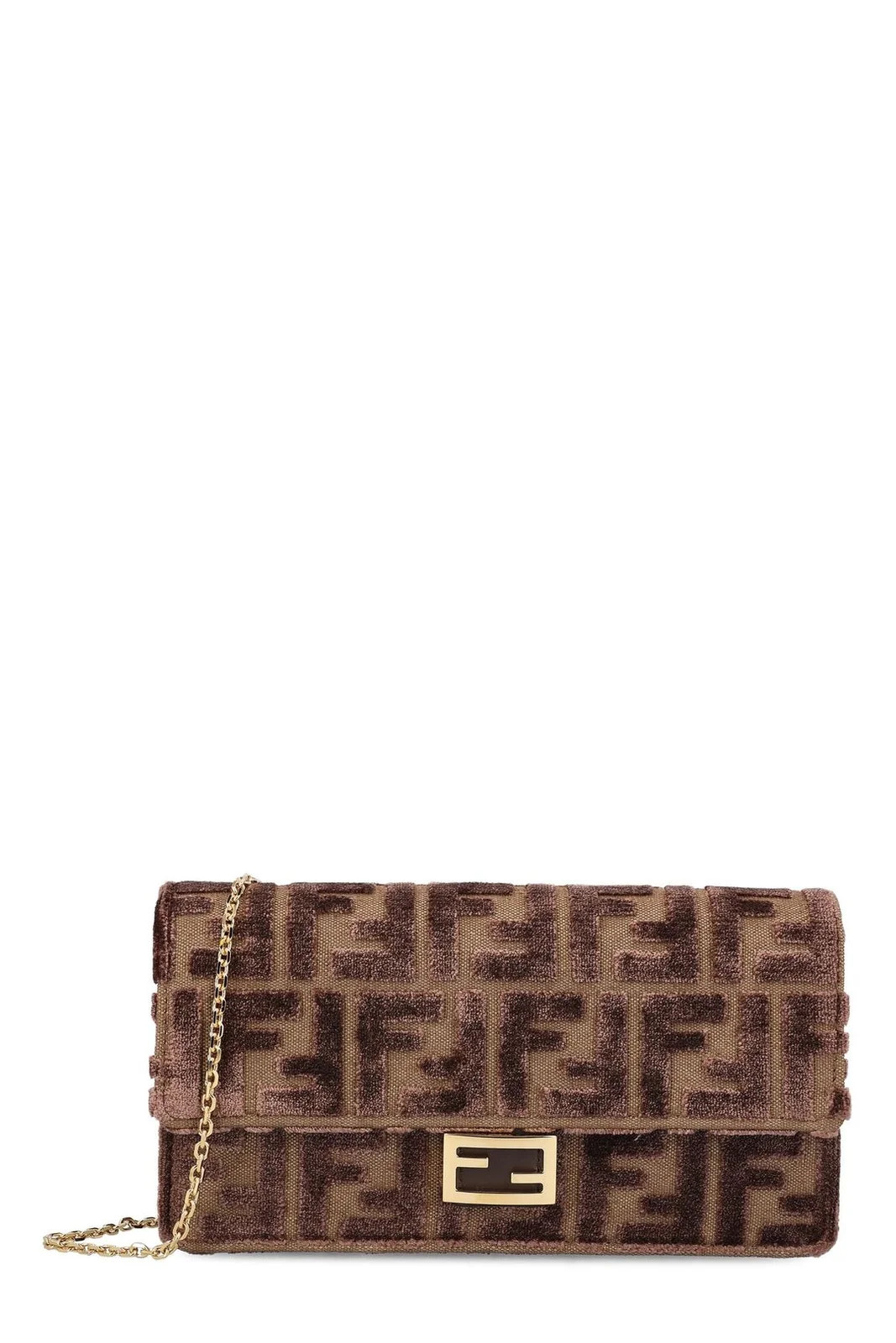 Fendi Baguette FF Chained Compact Wallet | Cettire Global