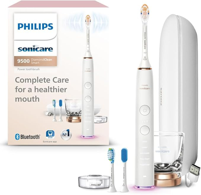 Philips Sonicare DiamondClean Smart 9500 Electric Toothbrush, Sonic Toothbrush with App, Pressure... | Amazon (US)