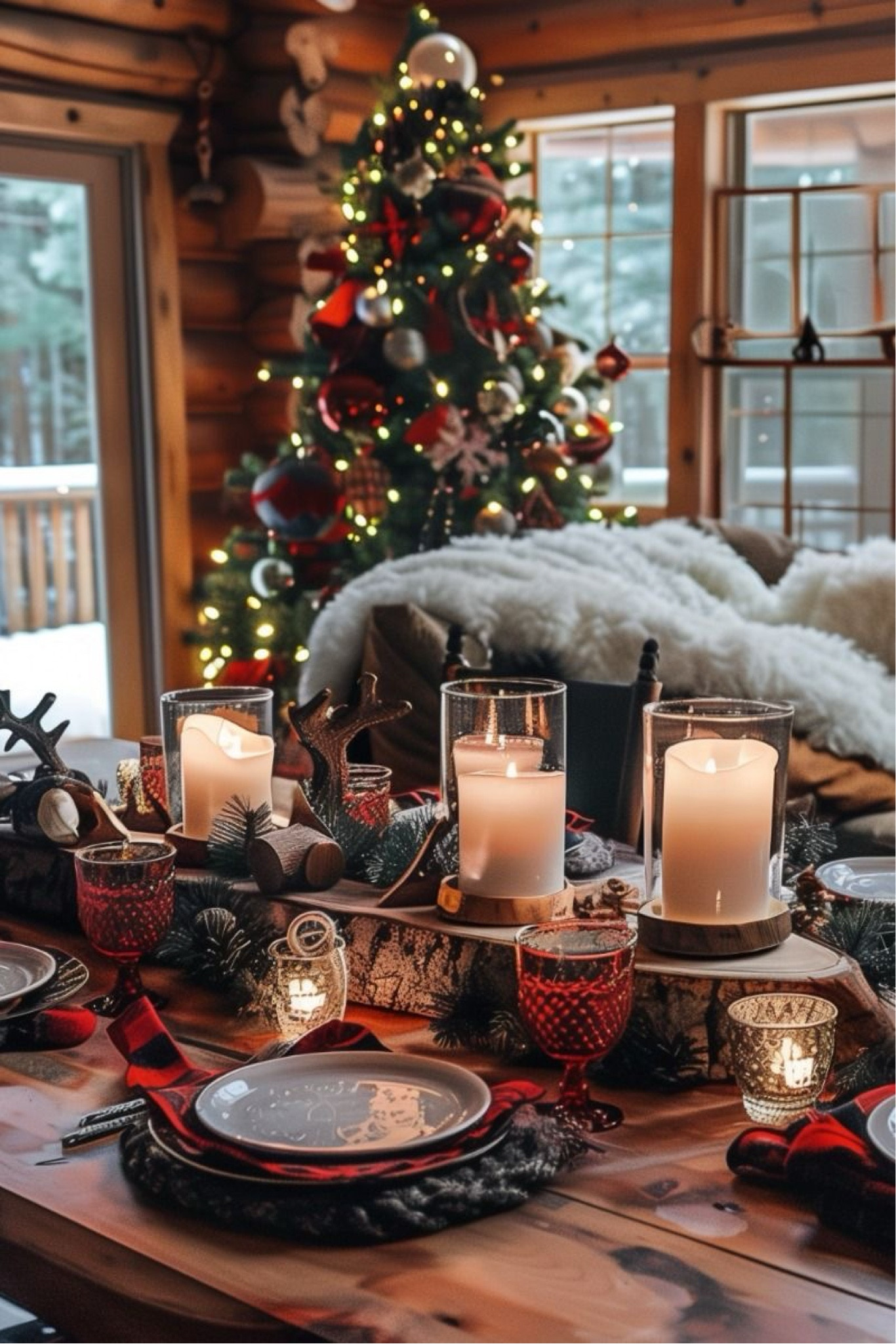 Cozy Christmas cottage. Turn your dining room into a cozy cabin retreat with our Christmas table setting ideas. Imagine a table adorned with rustic touches like plaid tablecloths, wooden chargers, and natural elements like pinecones and evergreen branches. Our article will guide you on how to achieve this warm and inviting look, perfect for a relaxed and intimate holiday dinner. Add some twinkling lights and candles to create a magical, wintery ambiance that feels just like a cabin in the woods. It’s the perfect setting for a memorable Christmas meal with family and friends. Click to explore our cozy cabin Christmas table ideas and bring some warmth to your holiday celebration!

#LTKHome #LTKSeasonal #LTKFindsUnder50