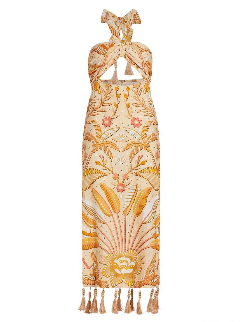 Jungle Chic Sand Cut-Out Midi-Dress | Saks Fifth Avenue