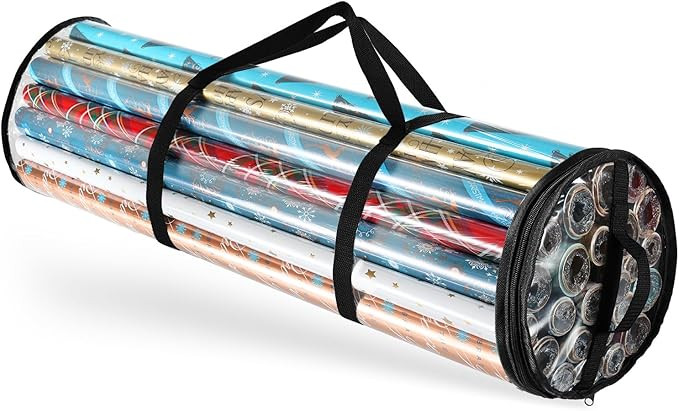 Hearth & Harbor Wrapping Paper Storage Container - Clear Wrapping Paper Holder Fits Up To 14 Roll... | Amazon (US)