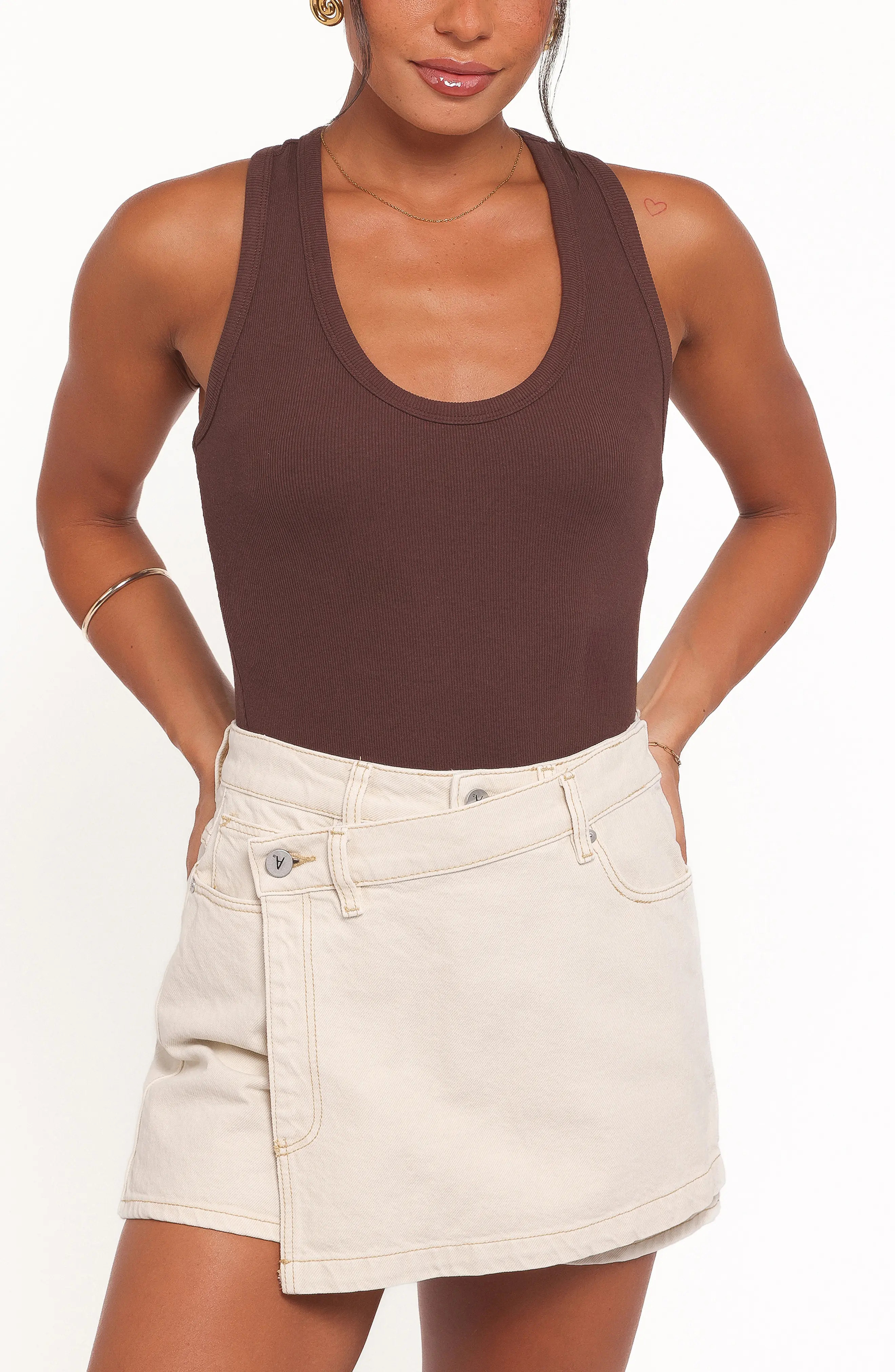Petal & Pup Miles Racerback Rib Tank in Espresso at Nordstrom, Size Medium | Nordstrom