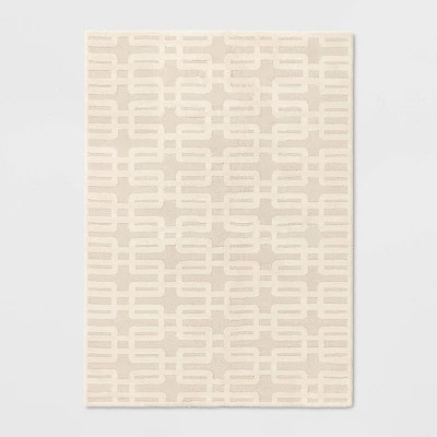 5'x7' High Low Geo Area Rug Ivory - Threshold™ | Target