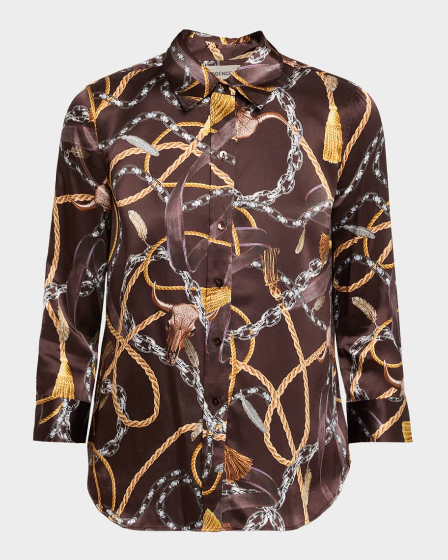 Multi Mix Western Chain Dani Silk Blouse | Neiman Marcus