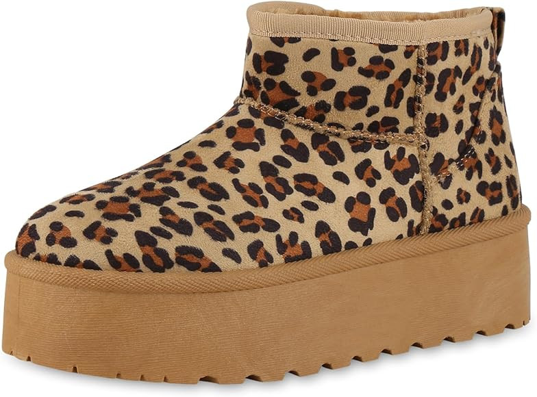 VAN HILL Damen Stiefeletten Winter Boots Warm Gefüttert mit Plateau Profilsohle | Amazon (DE)