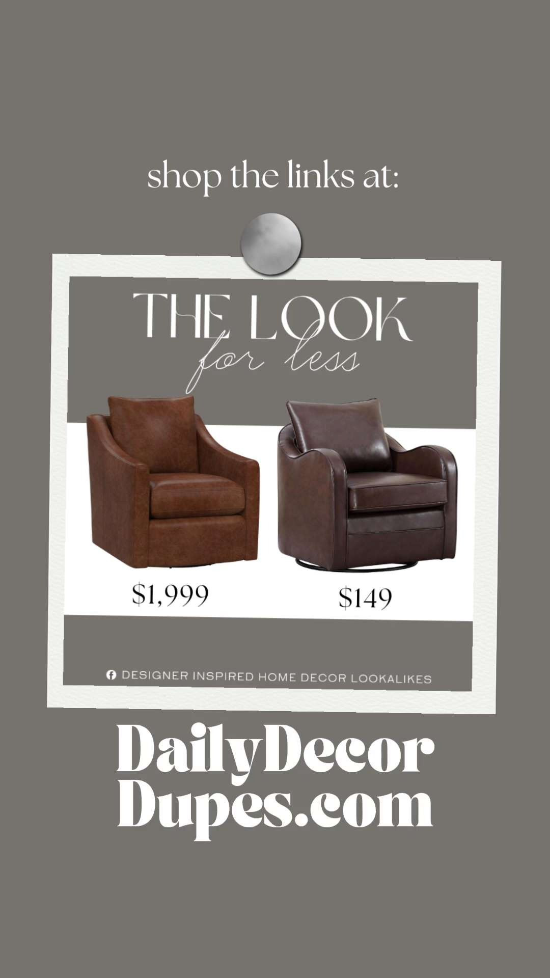 Inspired by Pottery Barn Swivel Chair. Stylish Faux Leather Chair. Modern Barrel Chair. Accent Chair for Living Room. Faux Leather Swivel Chair. Contemporary Swivel Armchair. Corner Nook Chair.

Home more affordable option find copy cat similar look for less budget friendly affordable cheap cheaper beautiful pretty. Clearance sale coupon code discount code promo code luxury lookalike look a like Inspo inspiration inspired by idea ideas Love like these? I share multiple every day in my FB group. 

 #potterybarninspired #swivelchair #accentchair #loungechair #homeseating #homeinspo #livingroomchair #elegantseating #homeinspo #LTKHome #LTKSaleAlert
