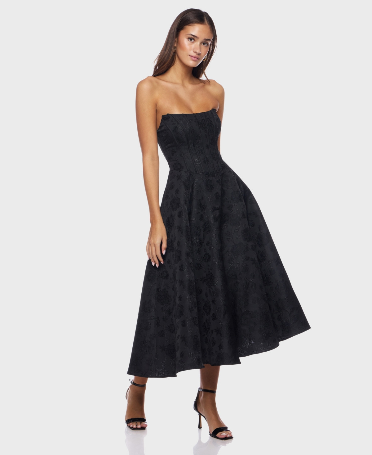 Alex & Sophia Juniors' Strapless Corset Midi Dress - Black | Macy's