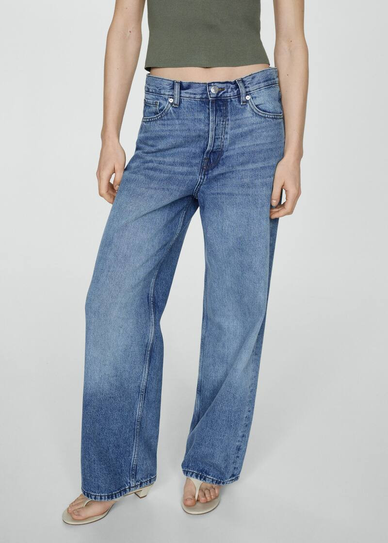 Wideleg mid-rise jeans -  Women | Mango USA | MANGO (US)