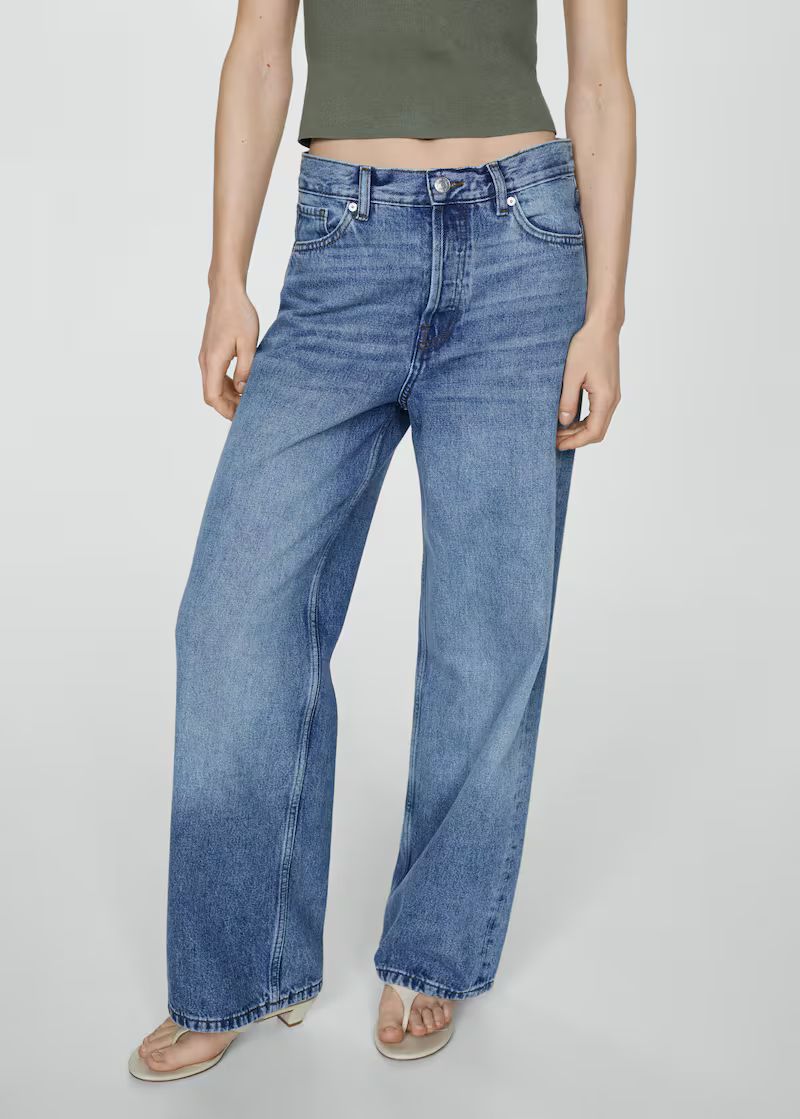 Wideleg mid-rise jeans -  Women | Mango USA | MANGO (US)