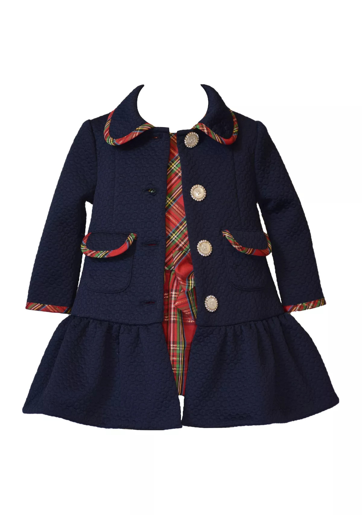 Toddler Girls Coat with Plaid Dress | Belk